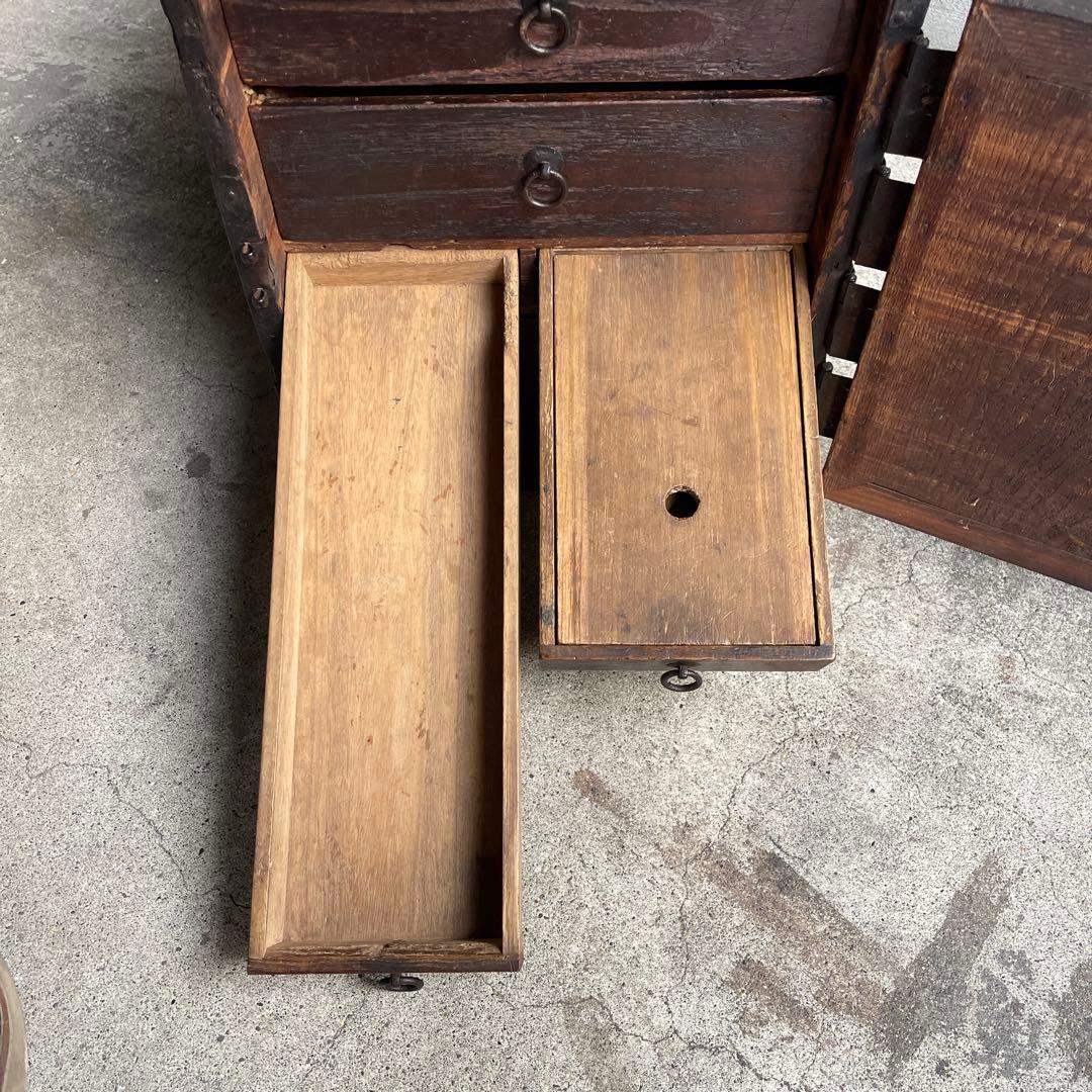 骨董 時代箪笥　船箪笥　銭箱　帳場箪笥　欅製　江戸期　古家具　古道具