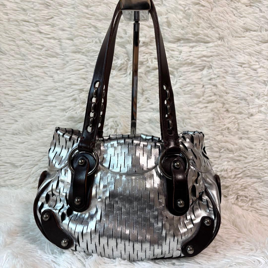 レア保存袋付✨ジャマンピュエッシュ パーティーバッグ メタリック 肩掛け レザー