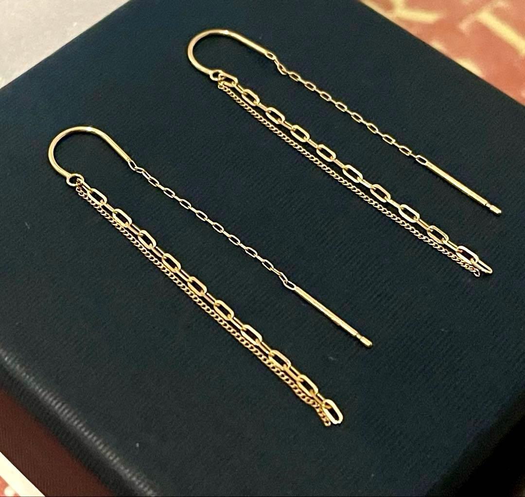 オデュース4℃ チェーンピアス　K10YG