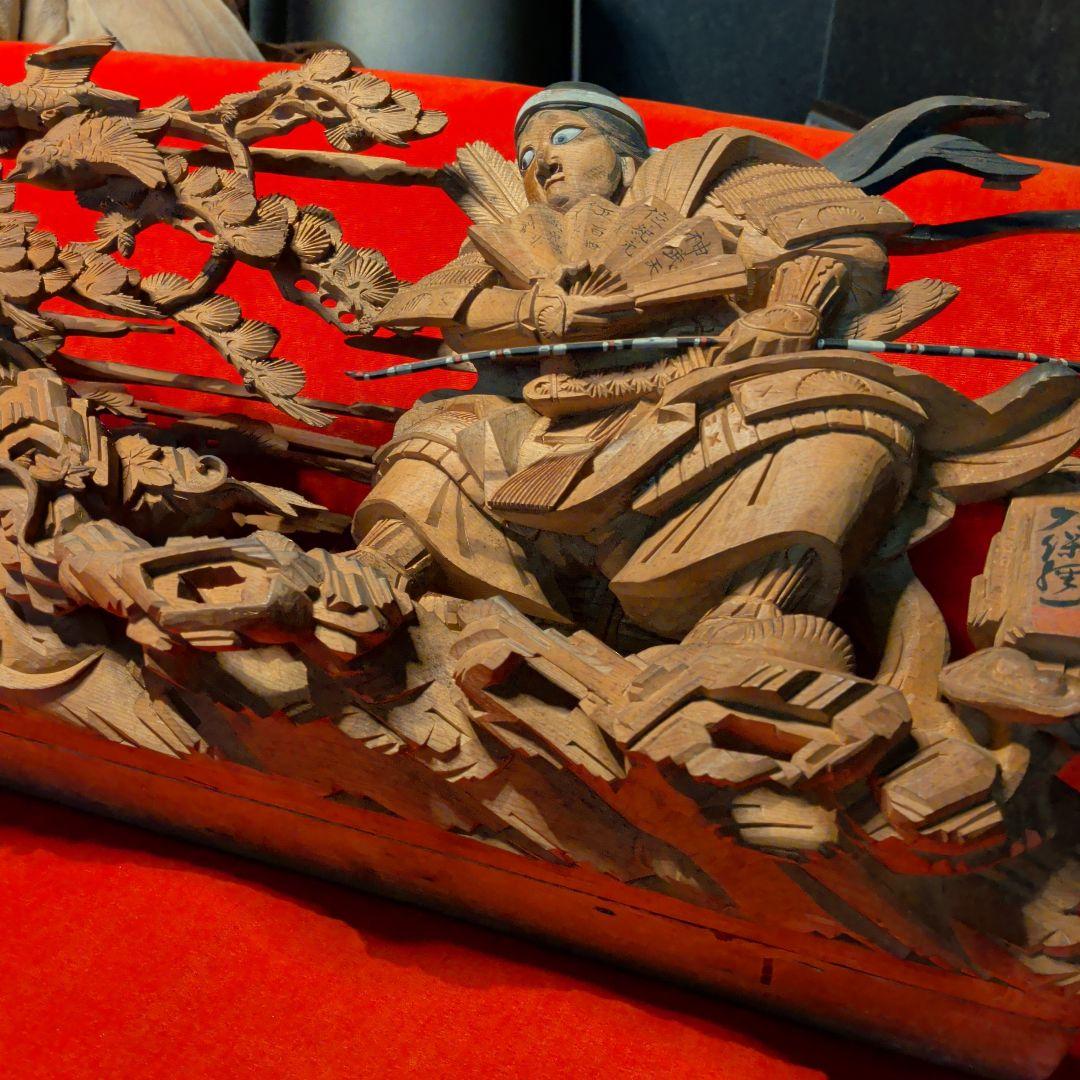 超絶技巧　淡路彫り　だんじり　山車　木彫　彫刻　欄間　馬　彫刻　家具　現状品