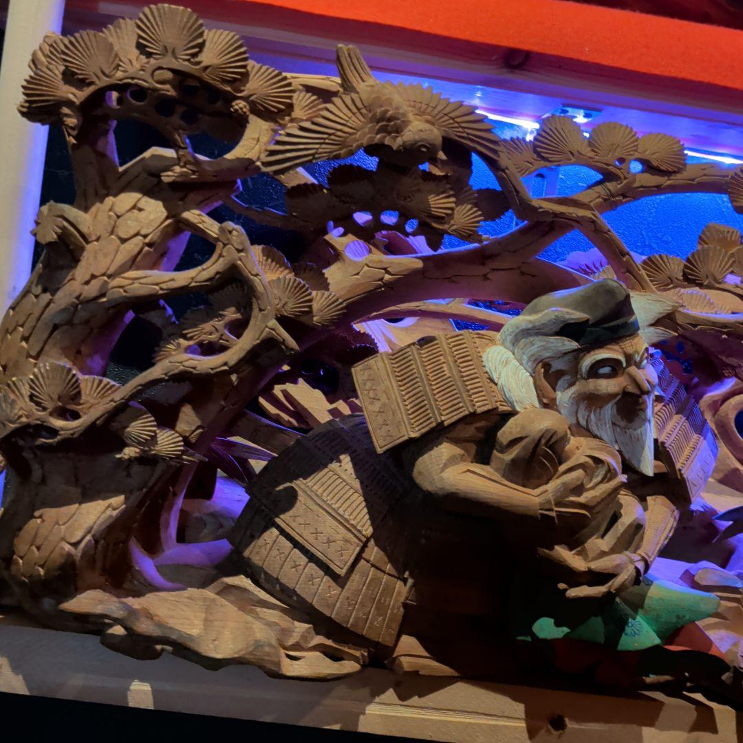 超絶技巧　淡路彫り　だんじり　山車　木彫　彫刻　欄間　馬　彫刻　家具　現状品