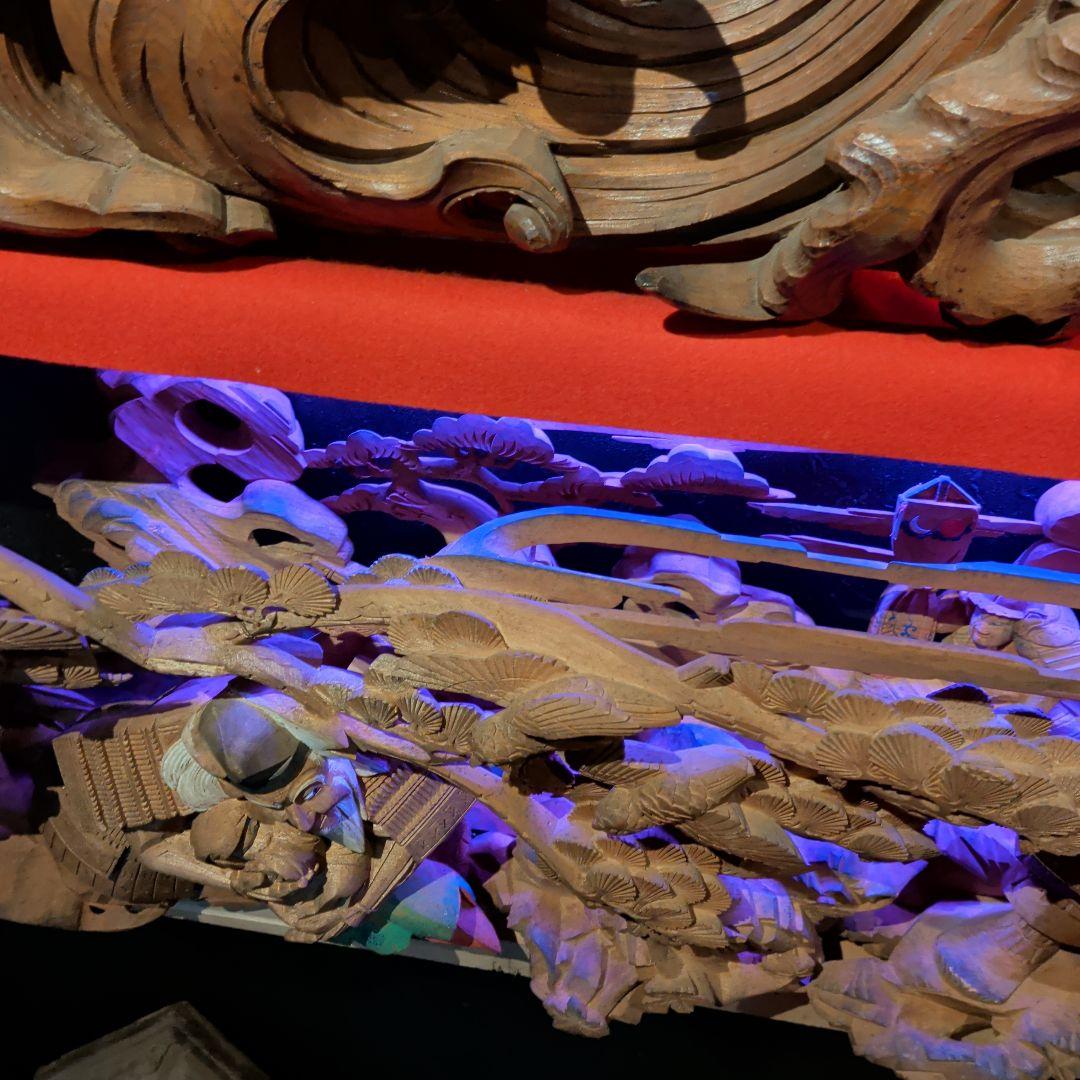 超絶技巧　淡路彫り　だんじり　山車　木彫　彫刻　欄間　馬　彫刻　家具　現状品