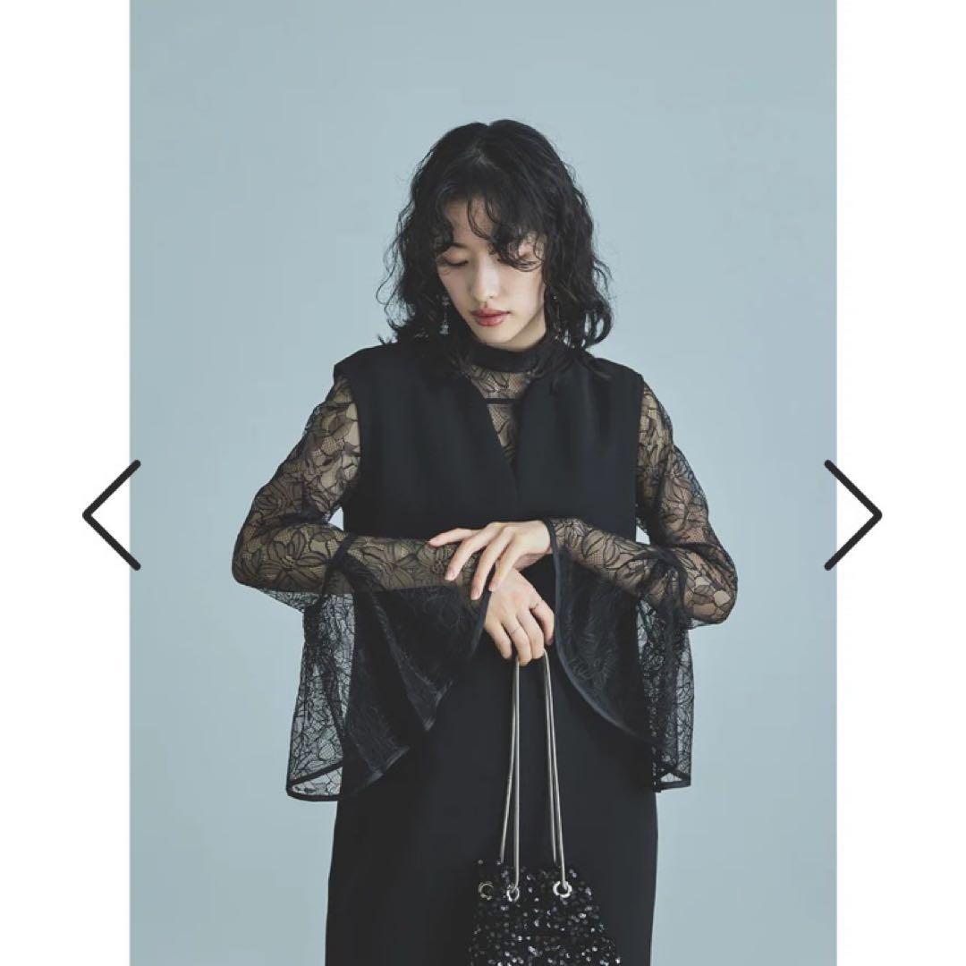 ニアナ ベルスリーブスリットドレス パーティードレス