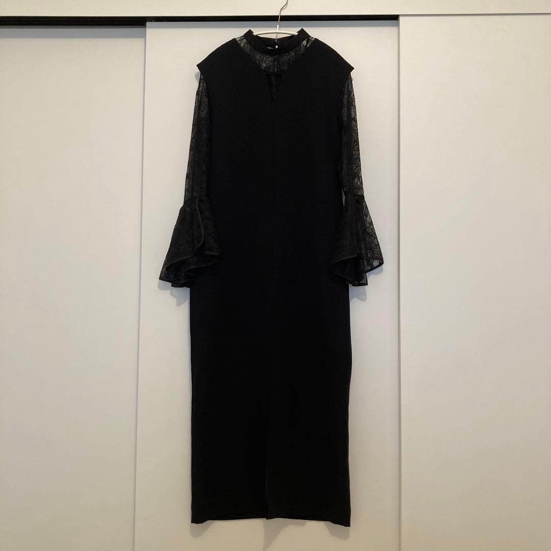 ニアナ ベルスリーブスリットドレス パーティードレス