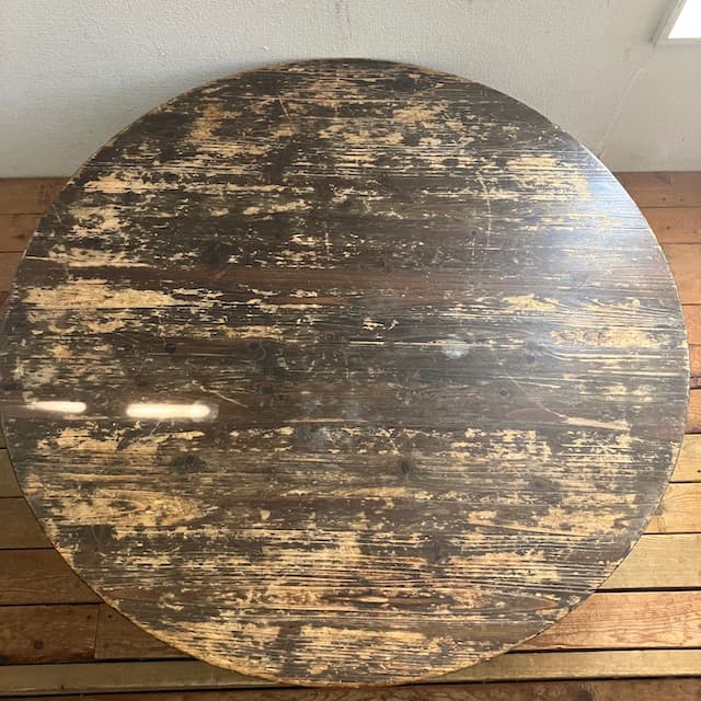 ヴィンテージ ダークブラウン 円形 木製 座卓 ちゃぶ台 ローテーブル 古道具