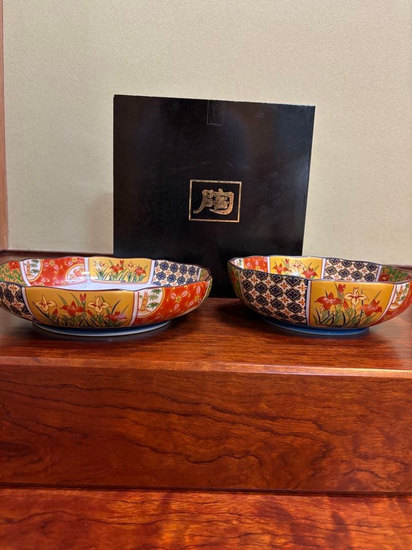 花柄陶器皿2個セット