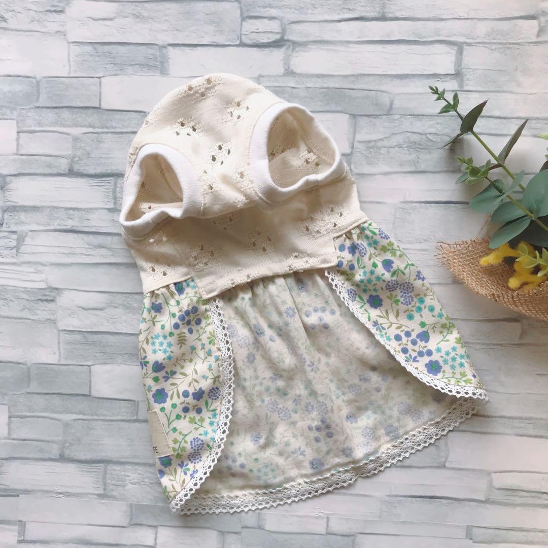 ☆犬服☆レースニットふんわりワンピースP. Sサイズ