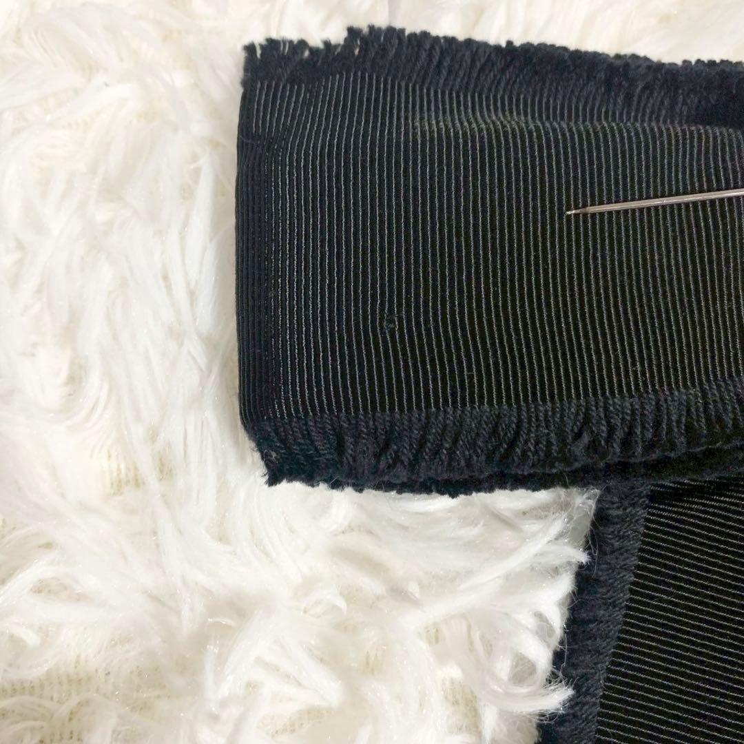 GUCCI　グッチ　グログラン　リボンブローチ　ビジュー　Beeロゴ　ブラック