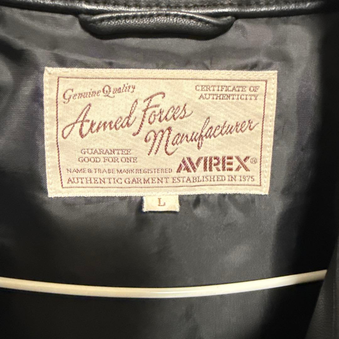 AVIREX ブラックレザーシングルライダースジャケット