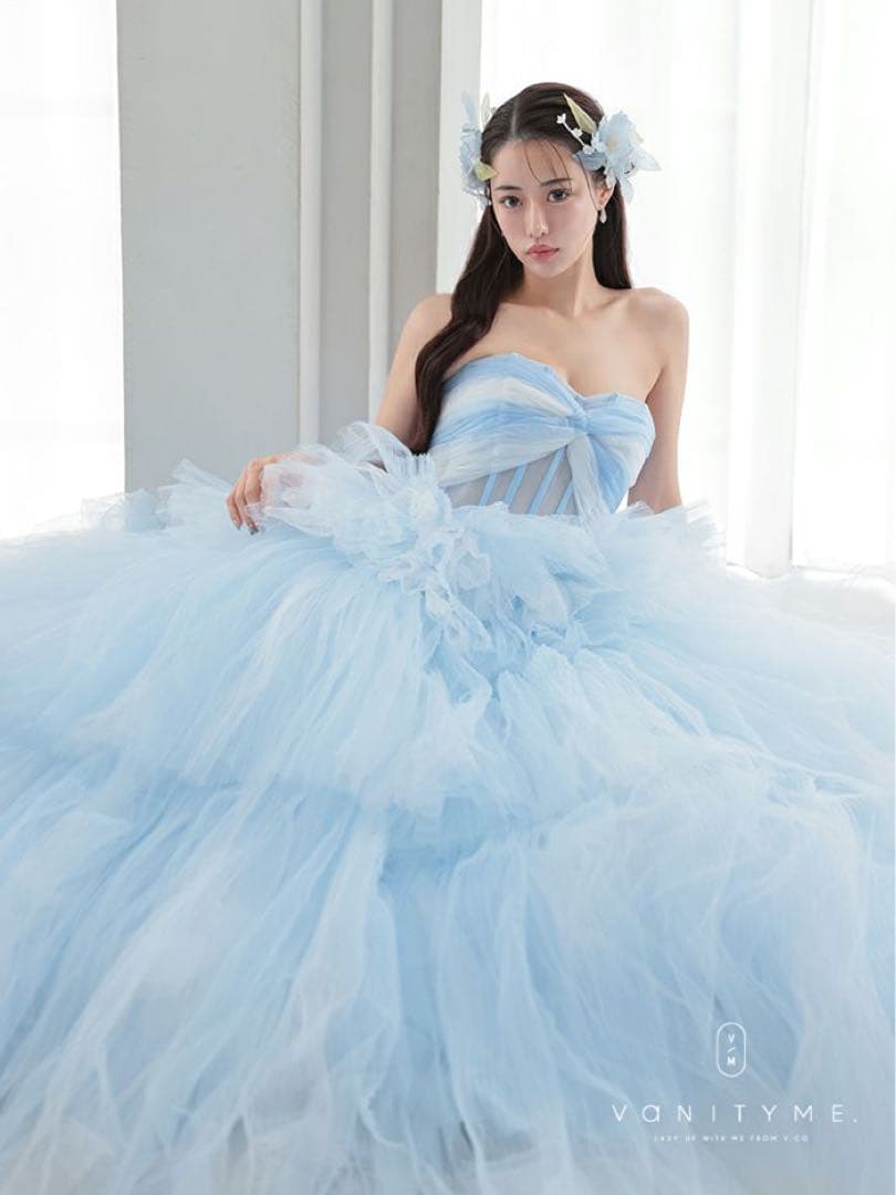 vanityME 4段チュールスカート バースデードレス ブルー
