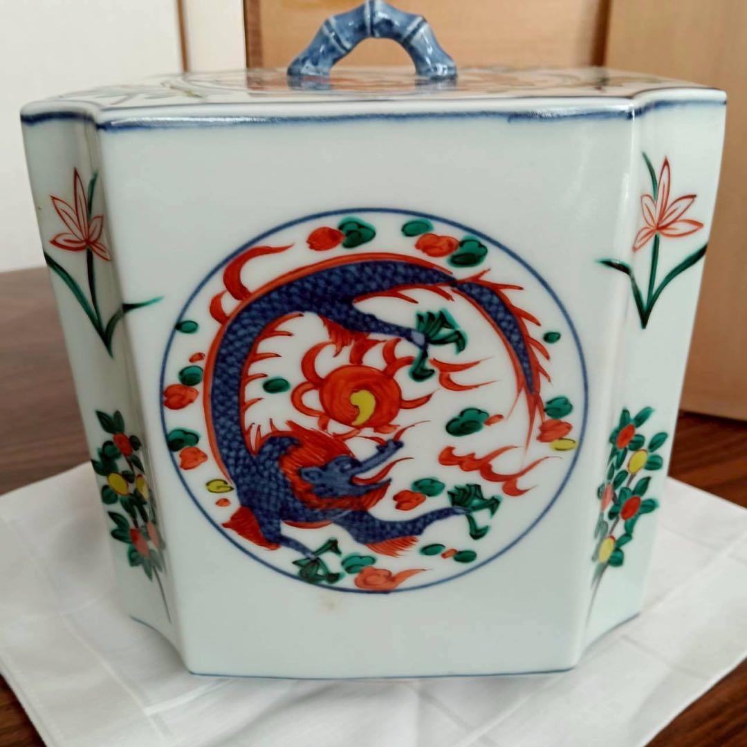 西村徳泉　万歴龍　水指　四方角切