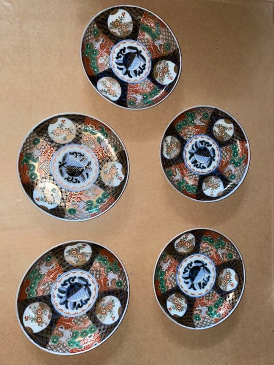 古伊万里　5枚　皿　向付　19.2センチ　有田焼