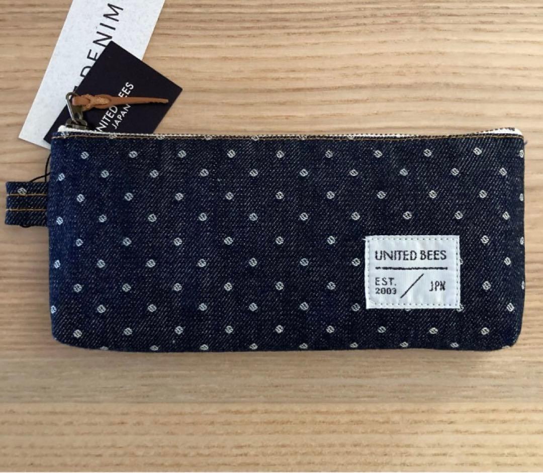 ユナイテッドビーズ ガゼットペンケース 岡山デニム ピンストライプ & ドット