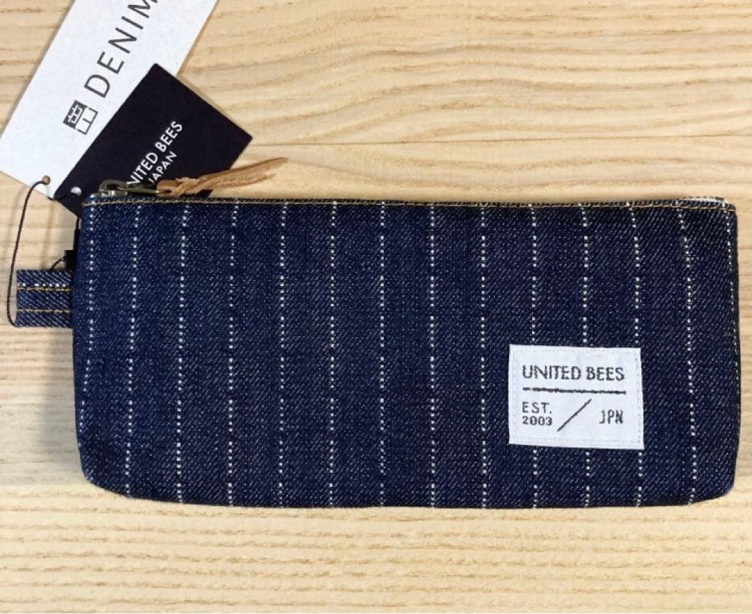 ユナイテッドビーズ ガゼットペンケース 岡山デニム ピンストライプ & ドット