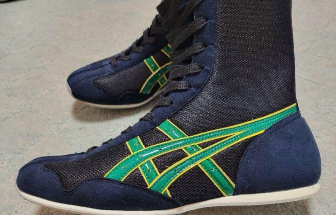 asics ボクシングシューズ ネイビー/グリーン