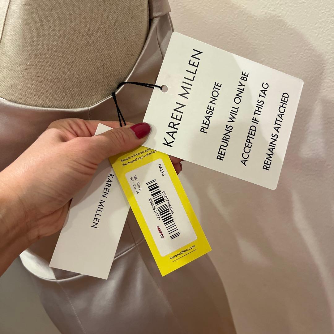 【新品】Karen Millen シャンパンカラーのサテンドレス