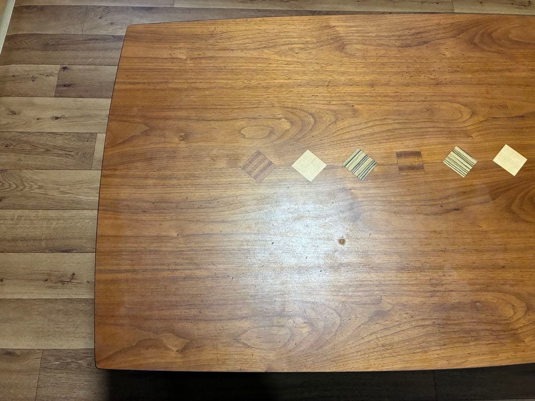 木製 長方形テーブルこたつ 装飾インレイ