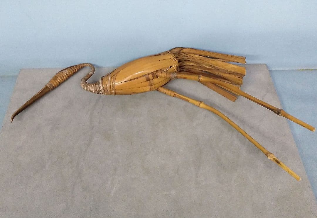 ★希少！　竹細工　竹工芸　【鶴亀】　花生け　天然記念物　虎斑竹/虎竹