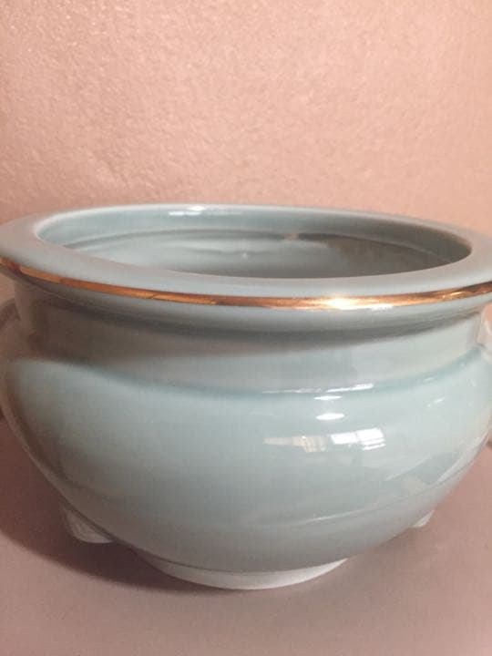 884.未使用☆大型香炉☆青磁