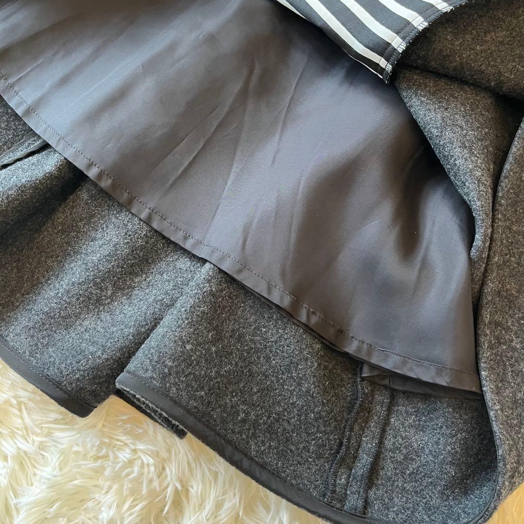 ボーダーズアットバルコニー メルトンスカート 36 ウール ボーダー