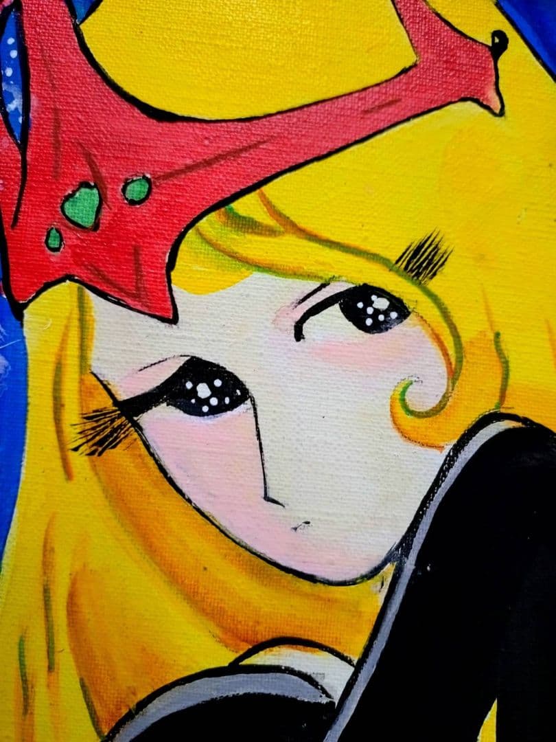 【F6号】松本零士【銀河鉄道999】手描き作品/表裏サイン/油彩/アクリル/額縁