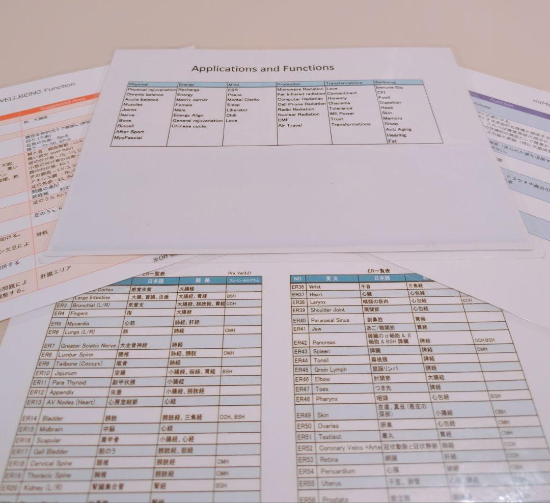 【中古美品】NESマイヘルス　波動ヒーリング　情報療法デバイス　詳細チャート付き