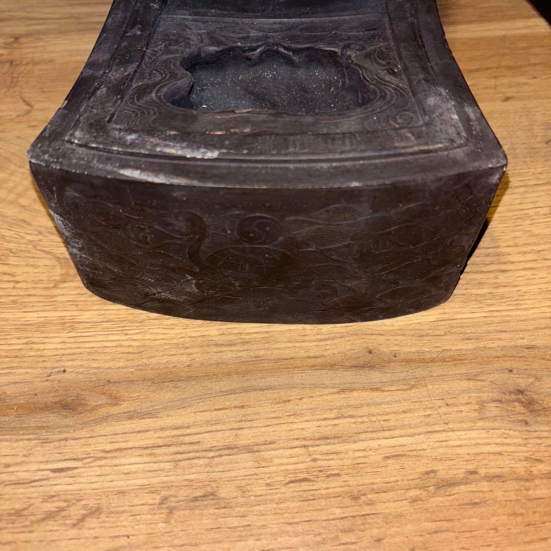 b*h様 希少品　雪浪金星　硯　彫刻入り　大型硯箱 書道用　中国骨董品