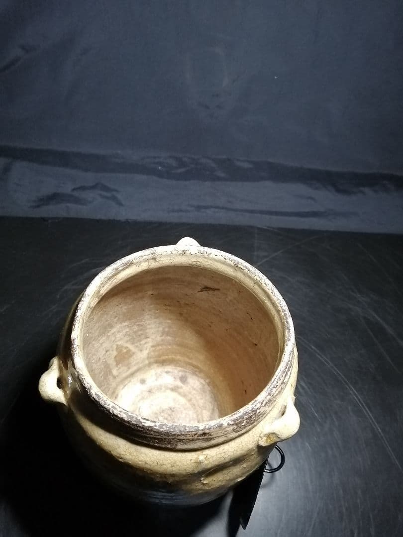 【茶道具】時代黄瀬戸壺形水指　枌目蓋　水指83