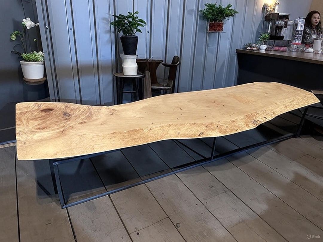 栃　トチ　一枚板テーブル　ローテーブル　ベンチディスプレイ　アイアン　民泊