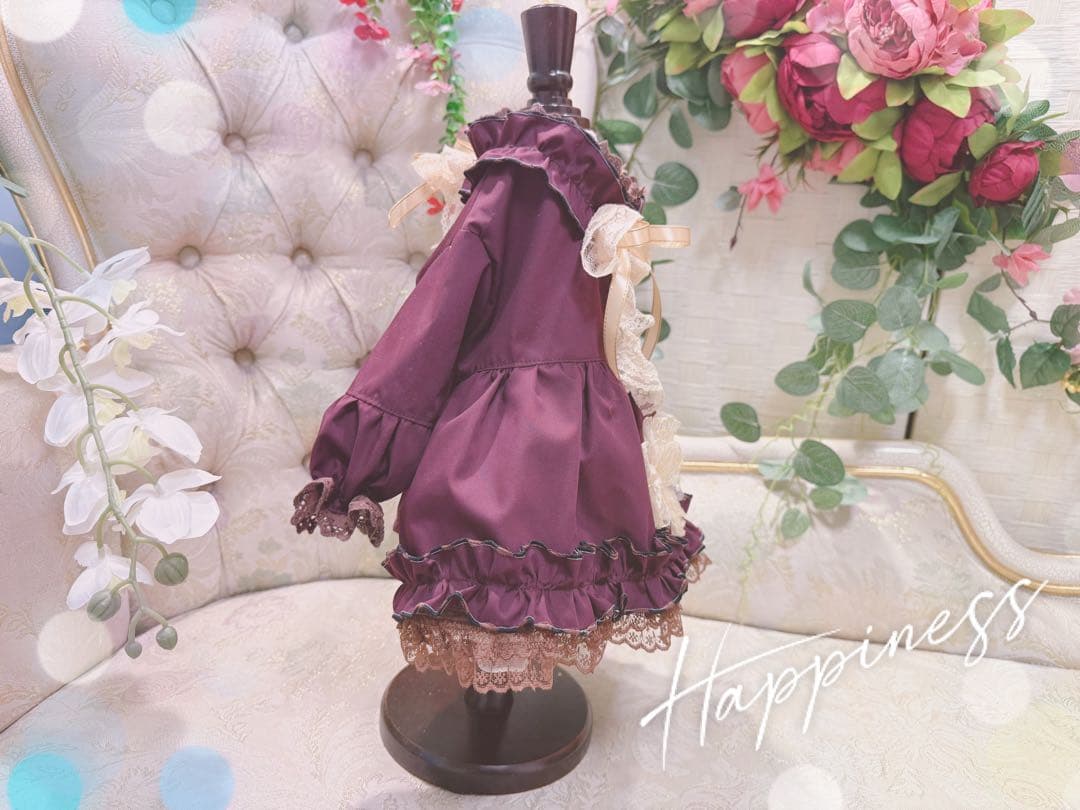 B447.pon2pan2☆犬☆オーダー☆ボルドー色のスモックワンピ