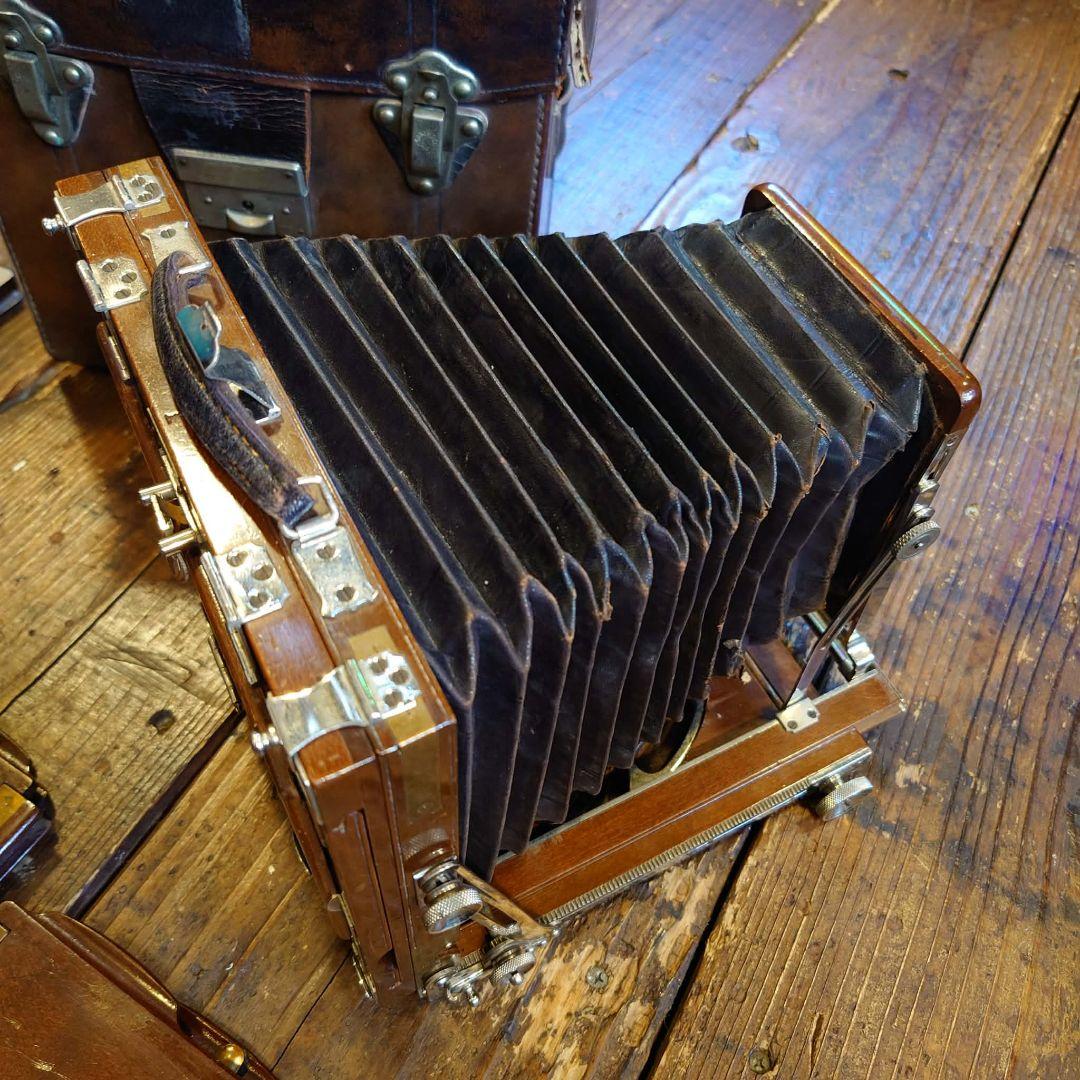 R.Konishi 木製 大判カメラ 蛇腹カメラ シャッター レンズ 三脚