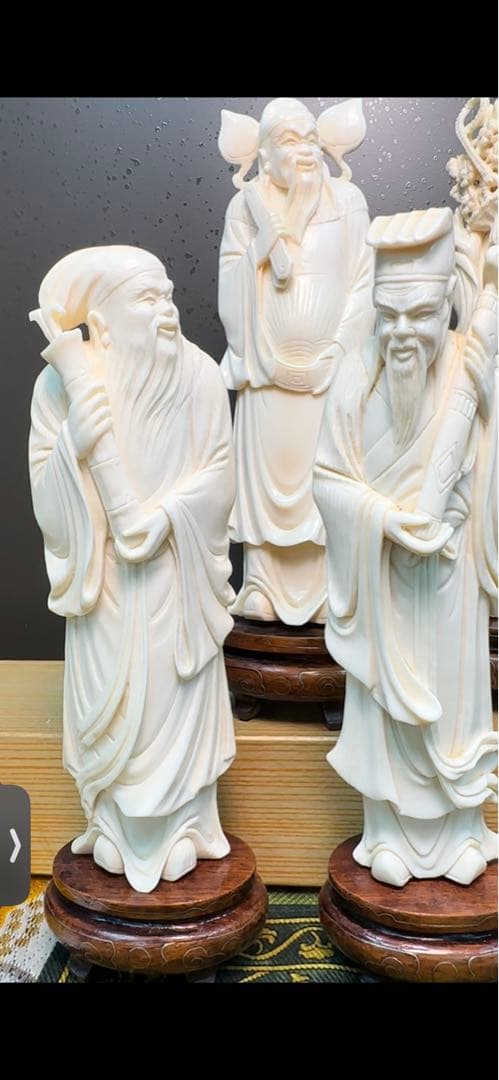 ぞうげ風，中国，置物，天然材質，八仙，