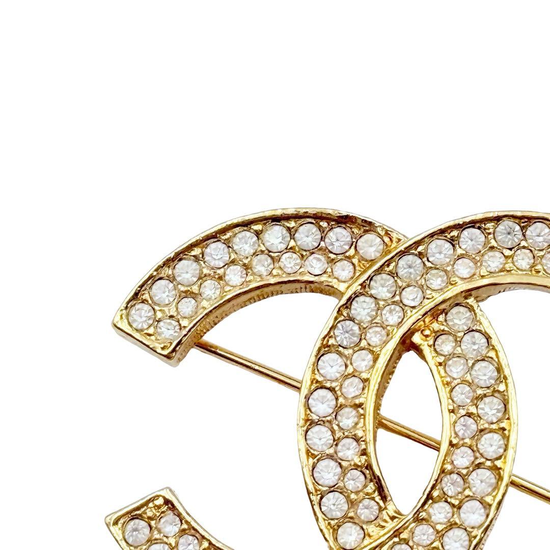 ⭐️極美品⭐️シャネル ピンブローチ ラインストーン ココマーク ゴールドGP