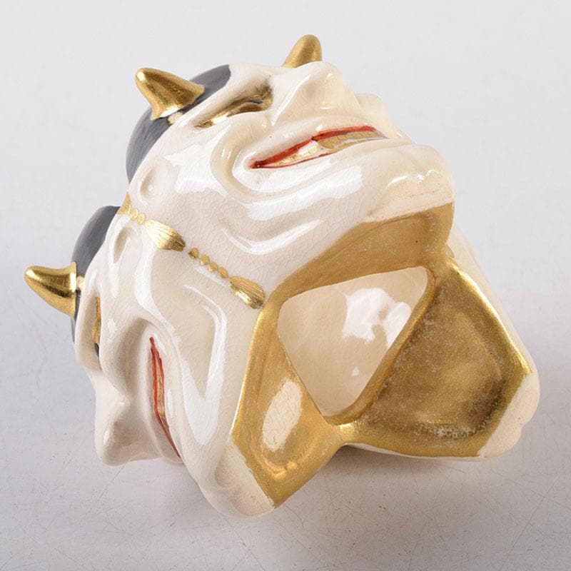 茶道具　京焼　紫翠窯　西村徳泉造　色絵　般若蓋置　共布共箱　V　8097