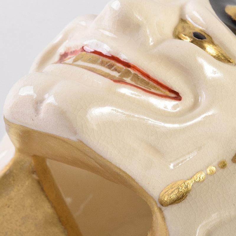 茶道具　京焼　紫翠窯　西村徳泉造　色絵　般若蓋置　共布共箱　V　8097