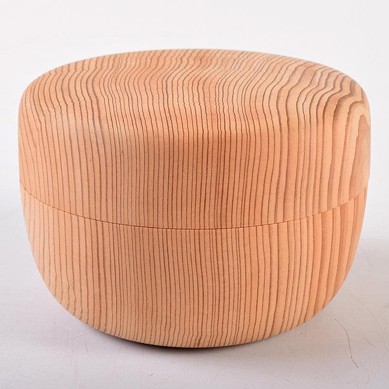 茶道具　井波彫刻　岩倉勘宰作　天然記念物毘沙門杉　平棗　共箱　M　R8065