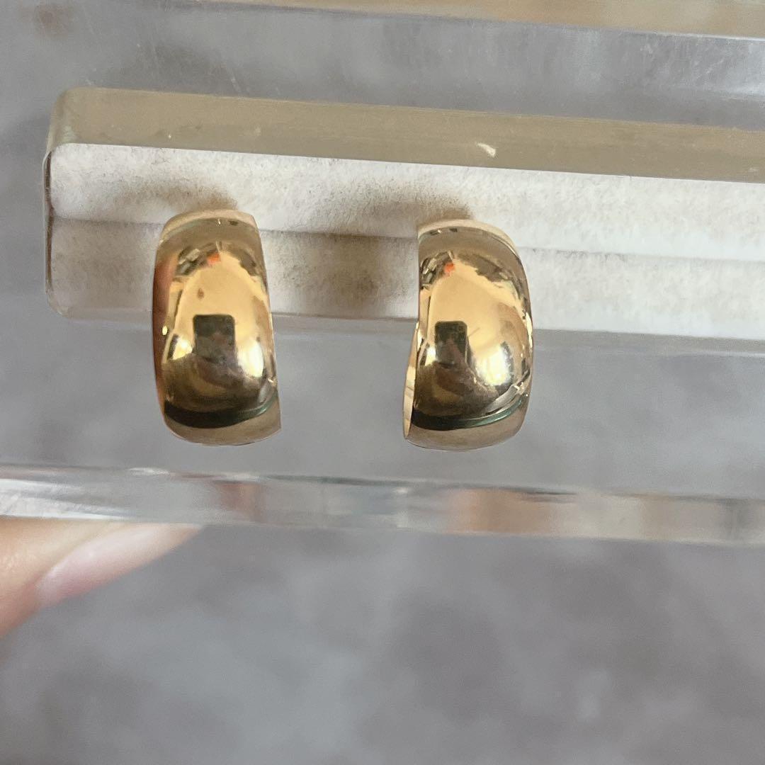 【34新品未使用】 月甲 K18YG ピアス フープピアス 刻印あり