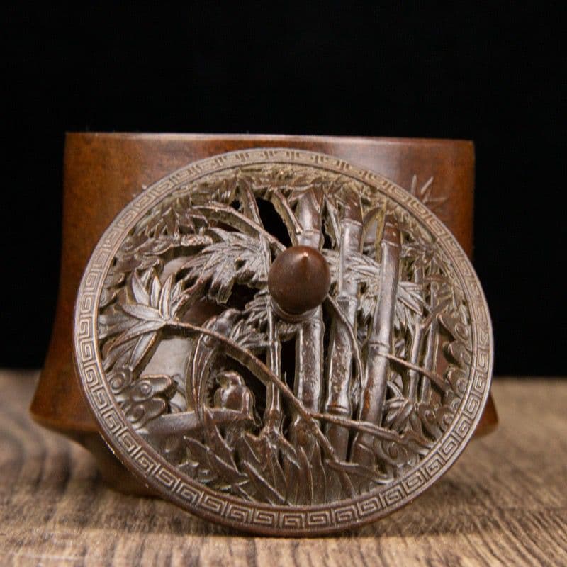 パンダ文竹薫香炉 香道具　蓋置 工芸品 美術品 置物