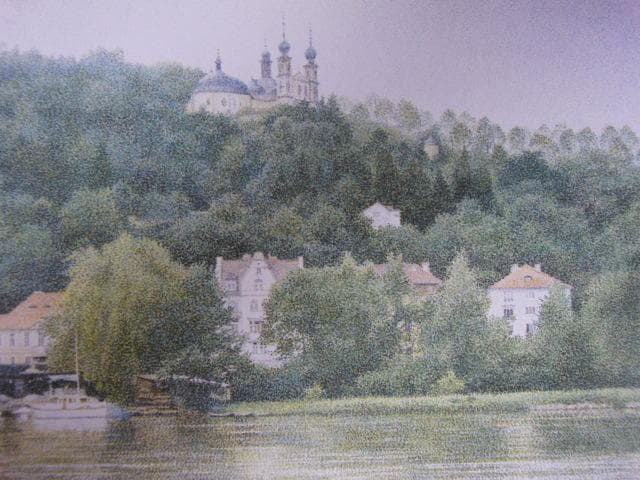 芦田芳生、【緑の河畔】、希少な額装用画集より、新品額装付、状態良好