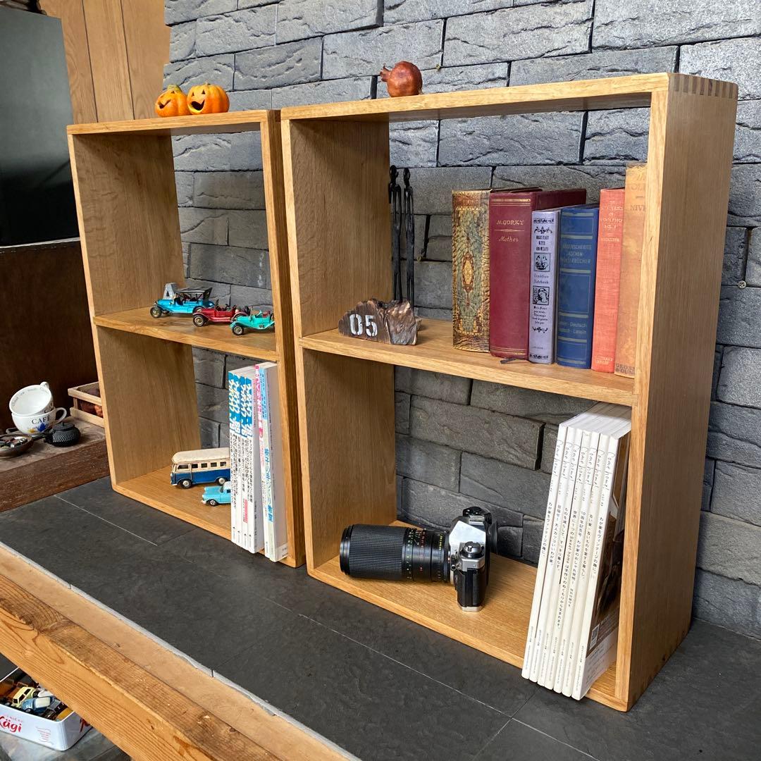 めるぱす様オーダー専用 ホワイトオーク木製ラック２段 2セット　アラレ組・蟻溝