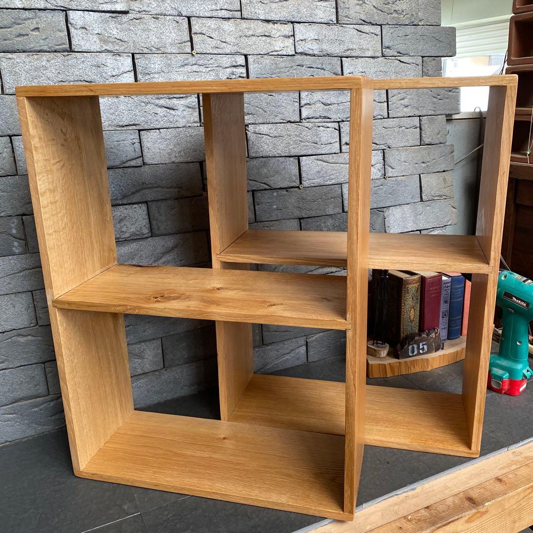 めるぱす様オーダー専用 ホワイトオーク木製ラック２段 2セット　アラレ組・蟻溝