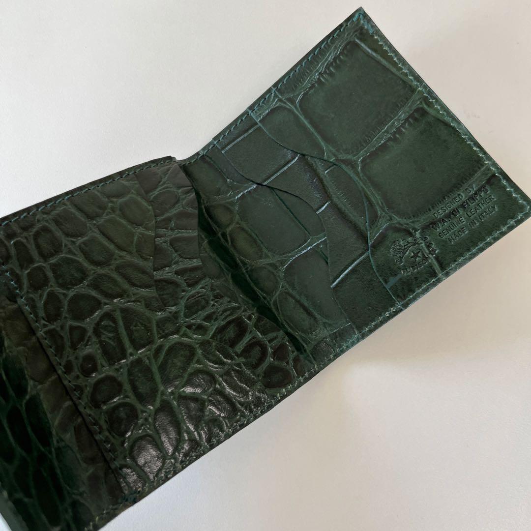 イルビゾンテ IL BISONTE クロコ型押し　ミニウォレット　二つ折り財布