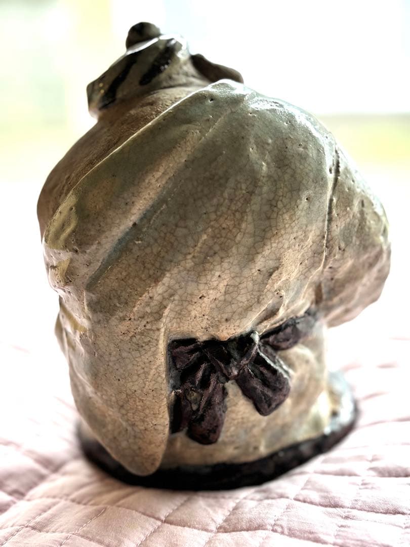 増田重幸作　陶器製人物像 「南無三宝」 木箱付き