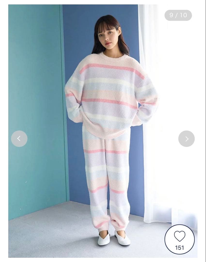 gelato pique ベビモコカラフルボーダー　上下ウェアセット⚠️発送1/6