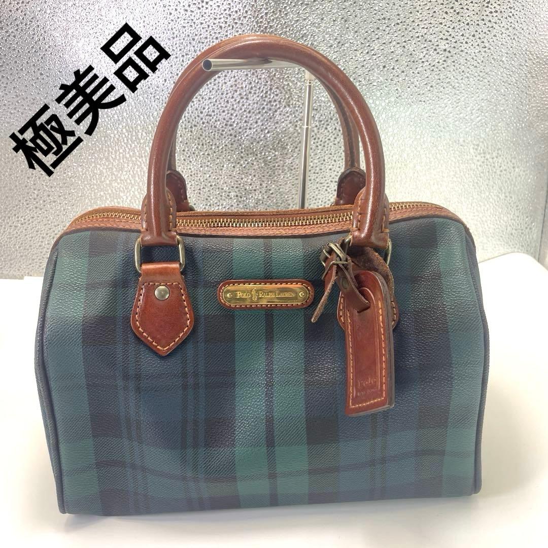 ポロラルフローレン　タータンチェック ハンドバッグ　ミニボストンバッグ