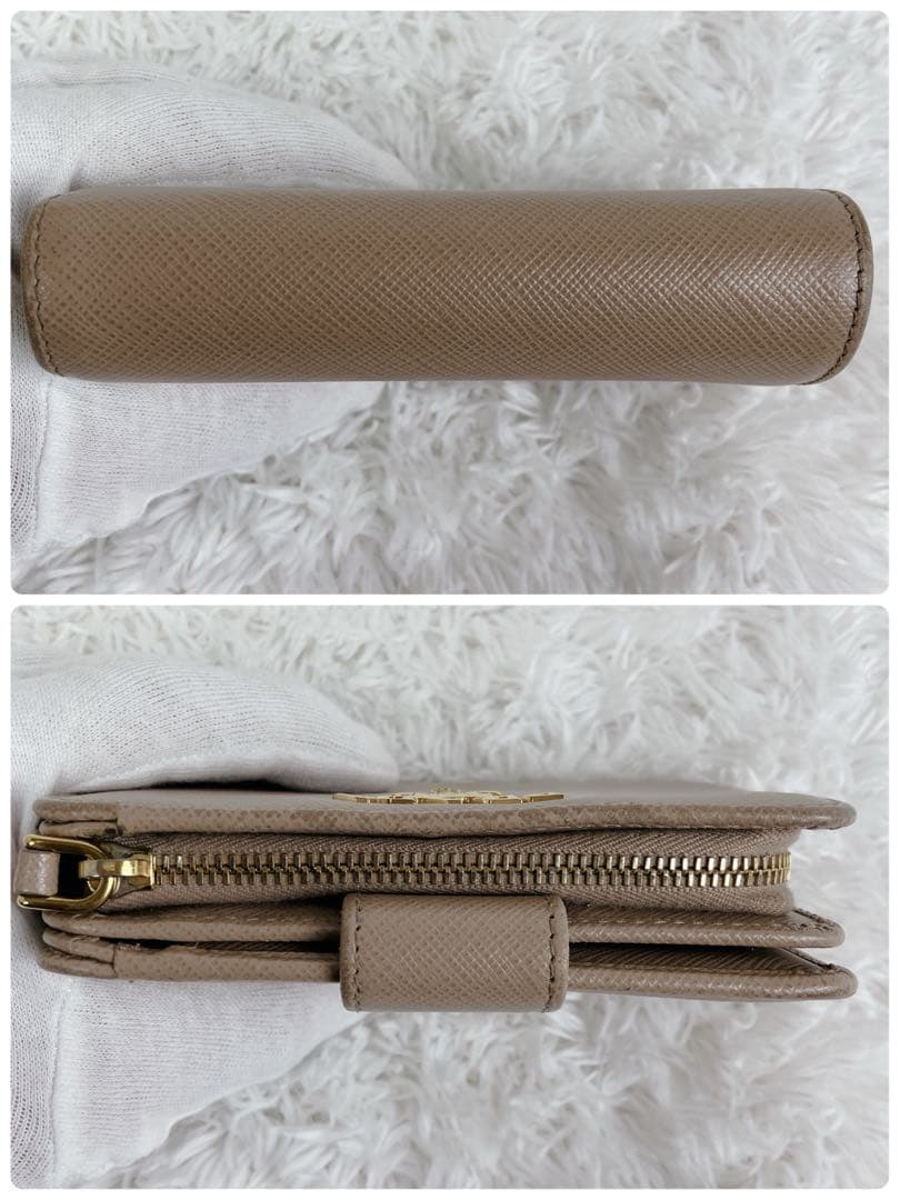 プラダ 1ML018 折り財布 L字ジップ サフィアーノレザー ピンクベージュ