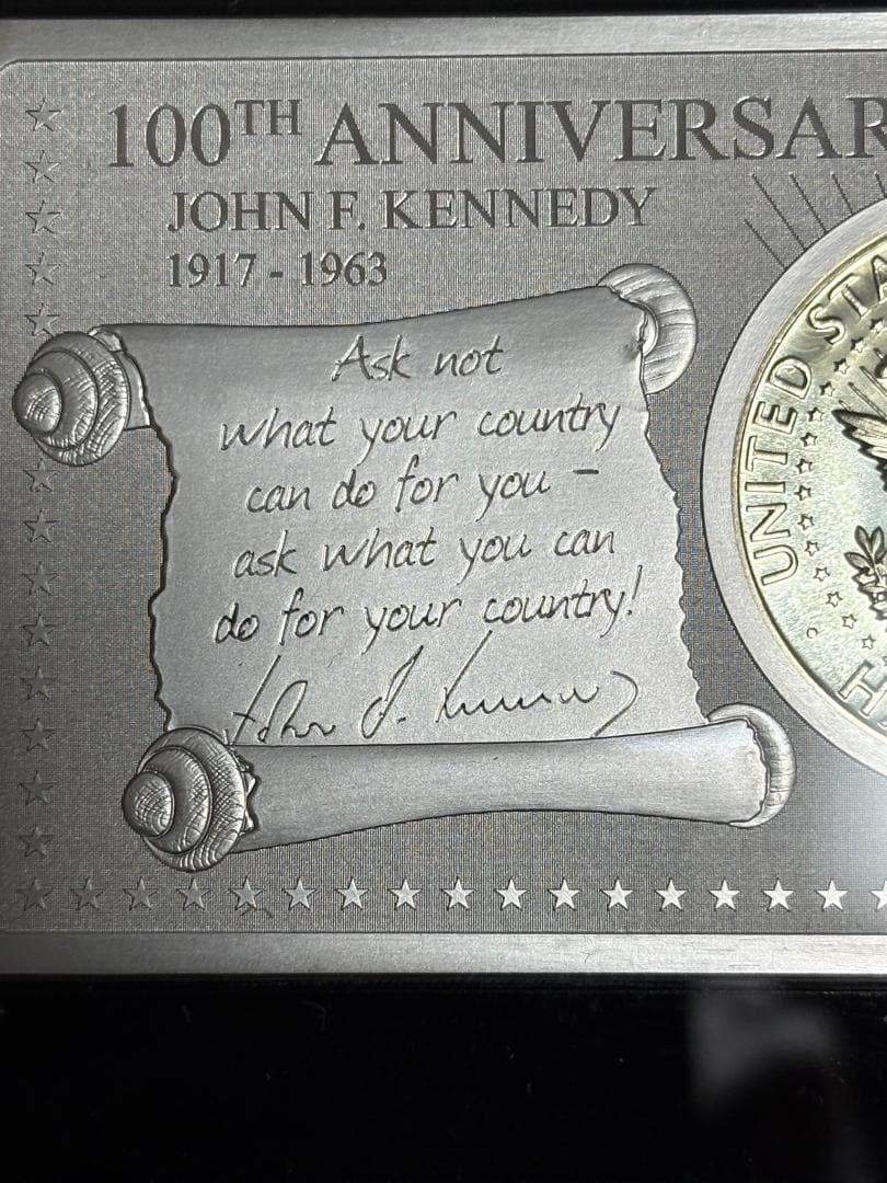 【新品】ケネディ大統領100周年記念　銀貨・銀プレート　セット