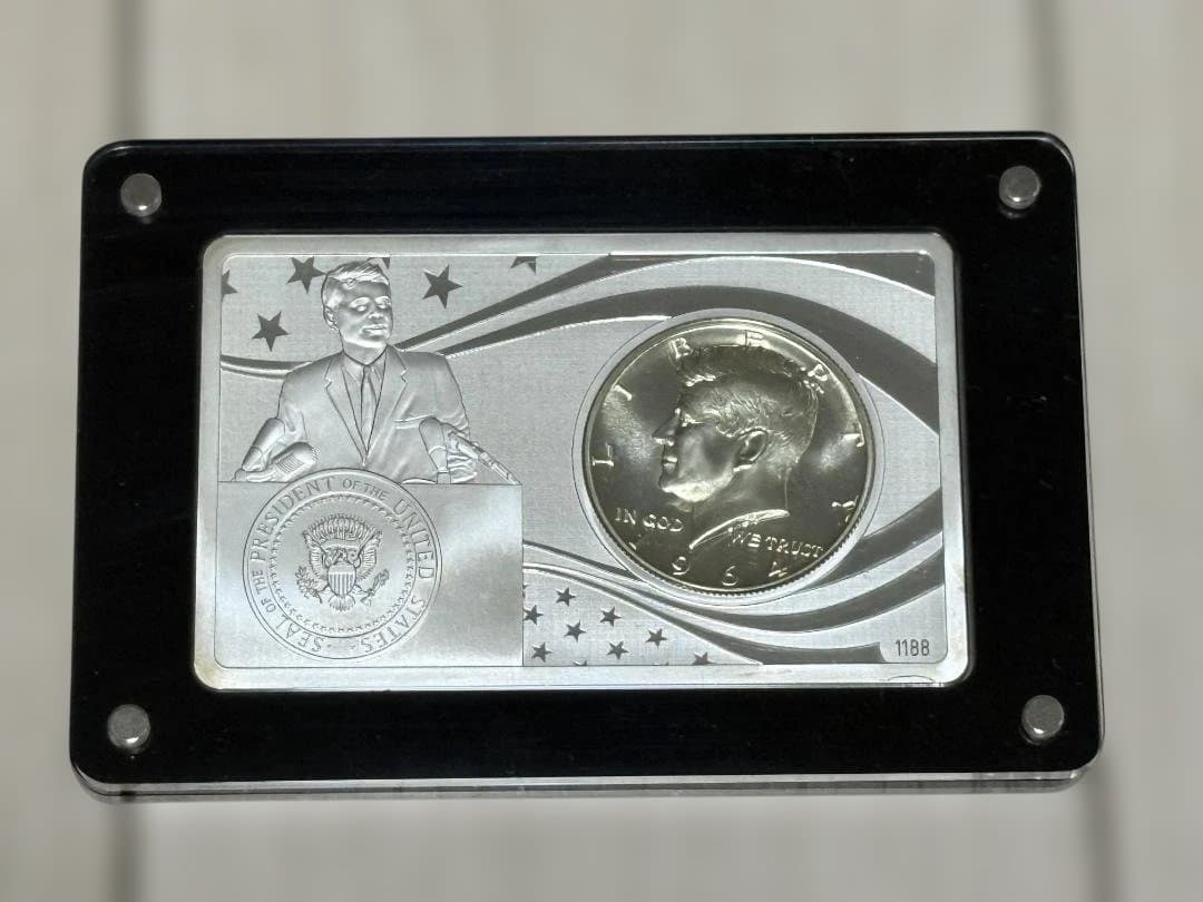 【新品】ケネディ大統領100周年記念　銀貨・銀プレート　セット