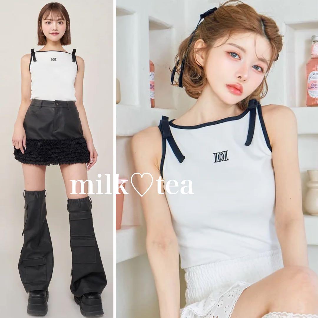 新品タグ ダーリッチ リボンDDロゴノースリトップス ホワイト