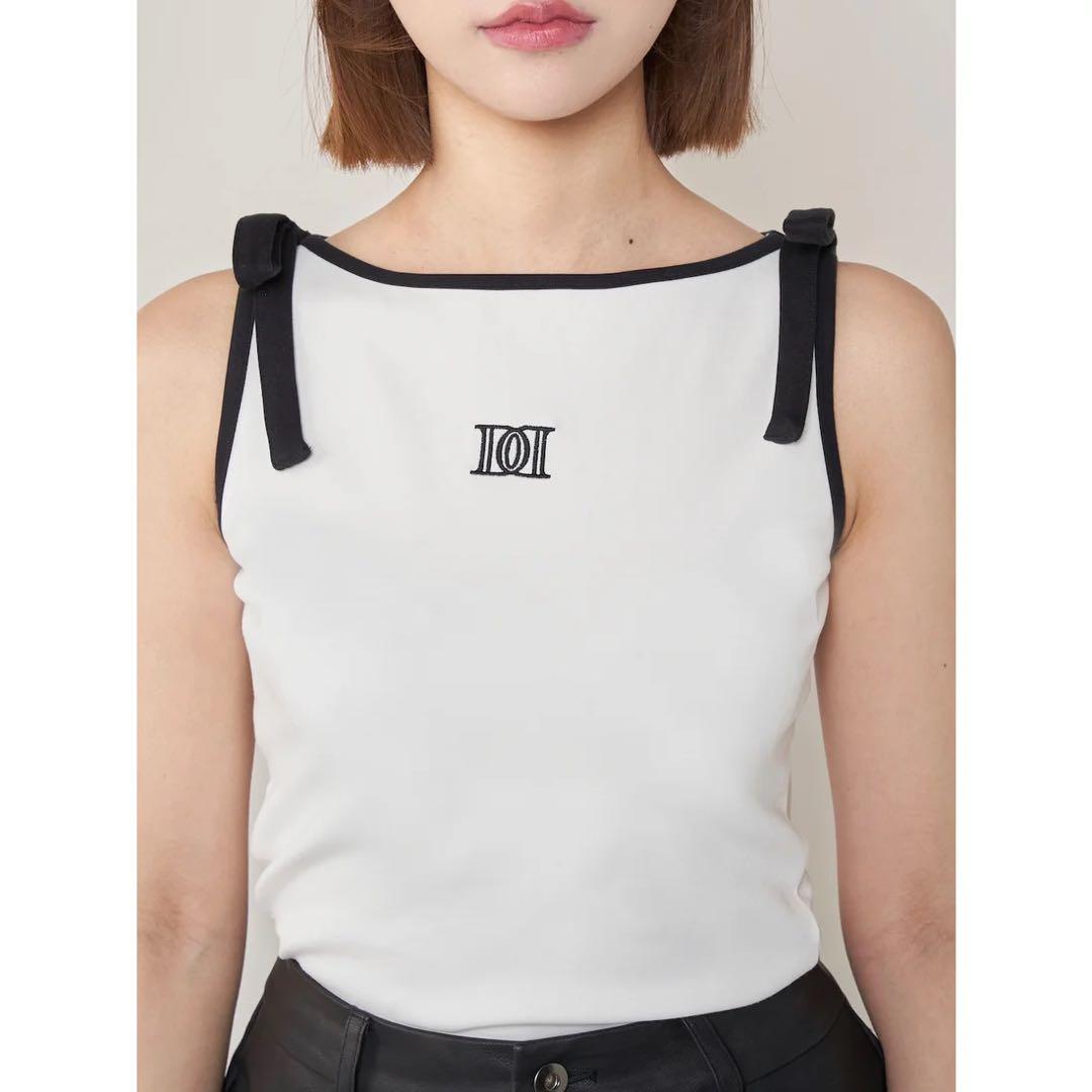 新品タグ ダーリッチ リボンDDロゴノースリトップス ホワイト